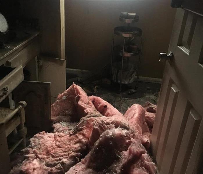Fire damage to bathroom