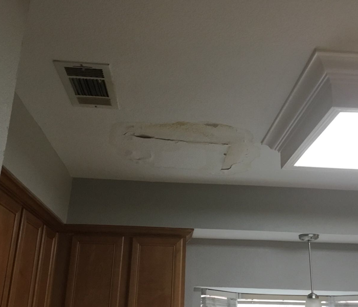 Wet damaged ceiling